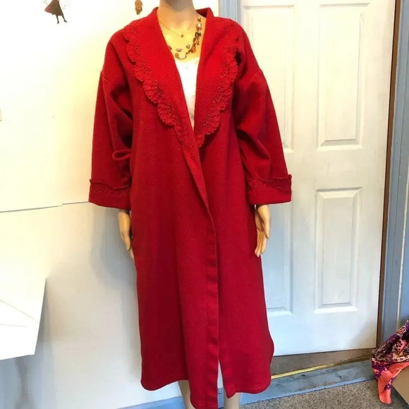Vintage 90s Bali Studio women Terri Cloth Red bathrobe Nightgown size S - Picture 3 of 10